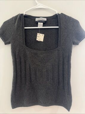 Wayne Rogers Women's Short Sleeve Scoop Neck Knit Top - Charcoal Gray